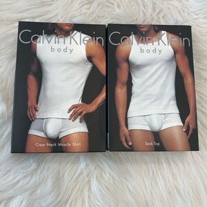Calvin Klein Body Undershirts XL Lot 2 NIB Vintage Cotton Tank & Muscle Shirt